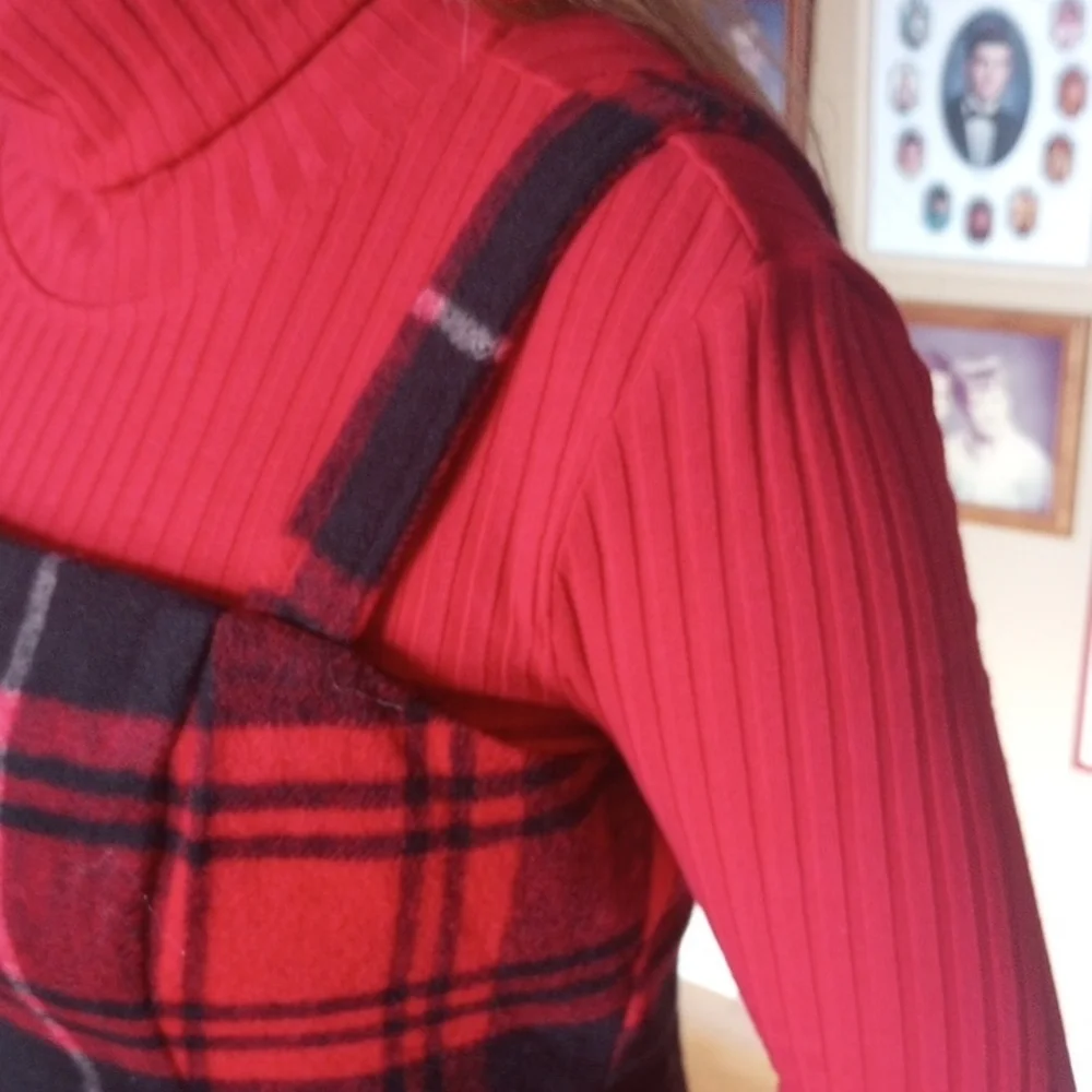 Copper Key Red and Black Plaid Dress With Red Turtle Neck Sweater - Picture 5 of 10